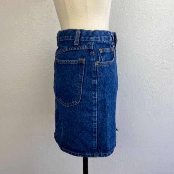 Vintage 90s B Bronson Women Denim Skirt Size 7 Button Front Five Pocket Mini USA - Picture 7 of 11